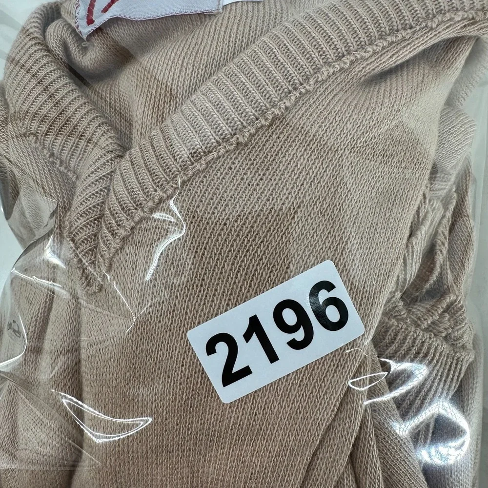 Vintage Dave Acrylic Modern V-Neck USA Made‎ Knit Pullover Sweater Beige Size XL